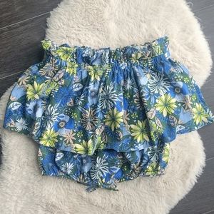 INC International Concepts Off-Shoulder Floral Cotton Ruffle Crop Top NWT sz S